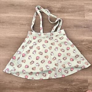 Hello Kitty X Pusheen Green Scuba Skirt Suspenders Mint Green Pink Size Medium